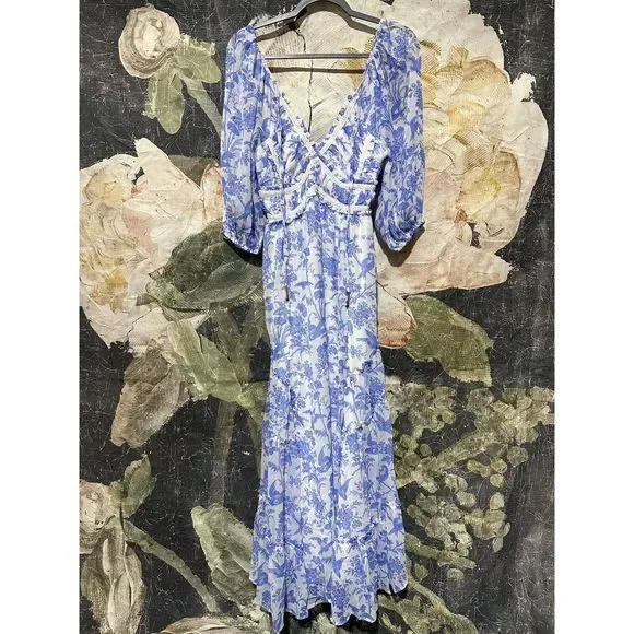 New Free People You're A Jewel Printed Maxi Dress Size Large - Picture 4 of 7